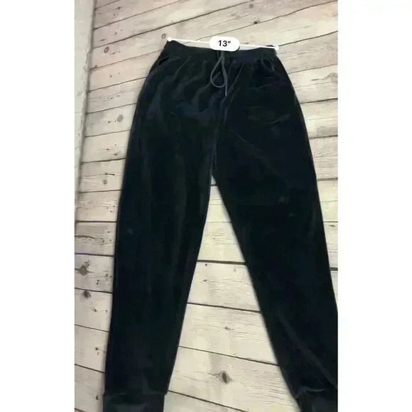 Velveteen Dark Blue Jogger Pants LARGE Stretch Drawstring Elastic Waist Women's - Picture 9 of 11